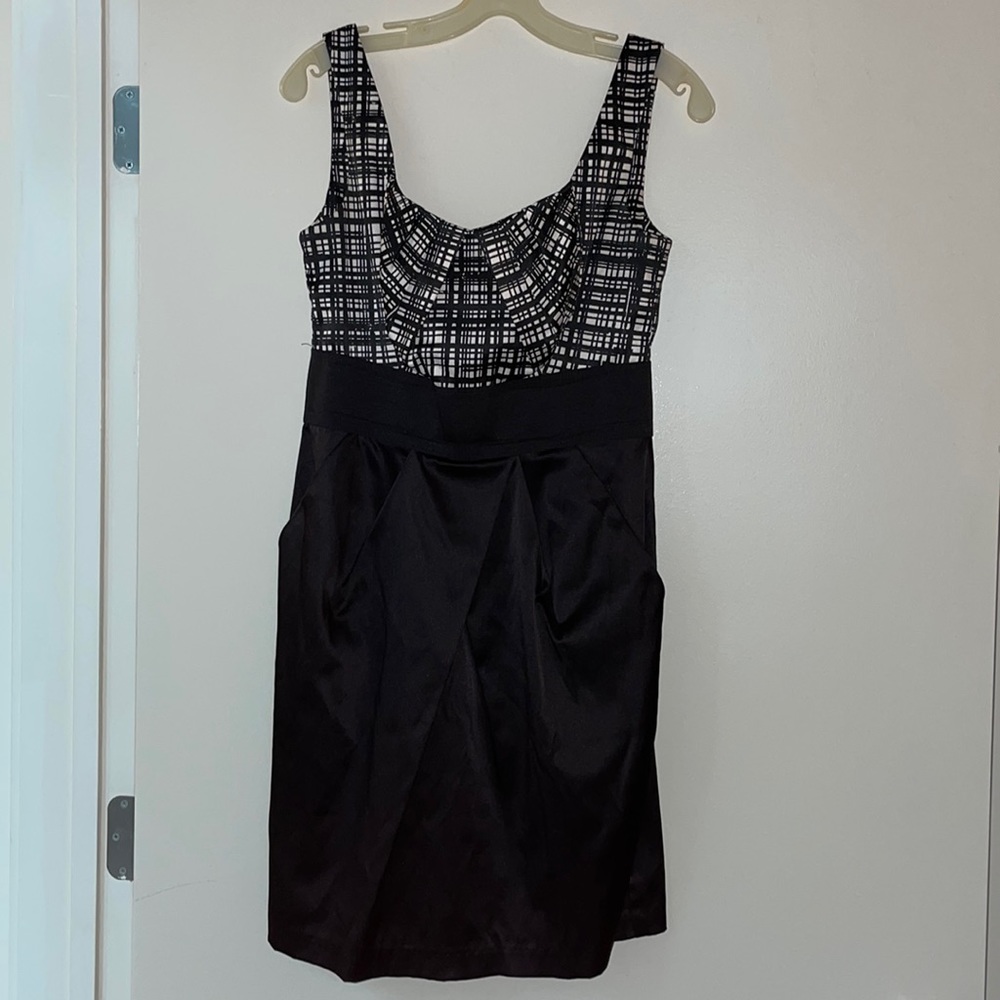 Black and white empire waist dress